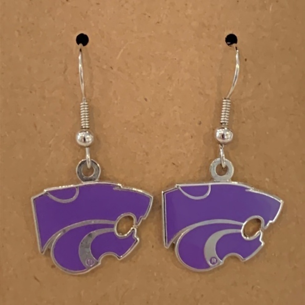 💐5/25 Kansas state enamel purple panthers heads dangle - Picture 1 of 5